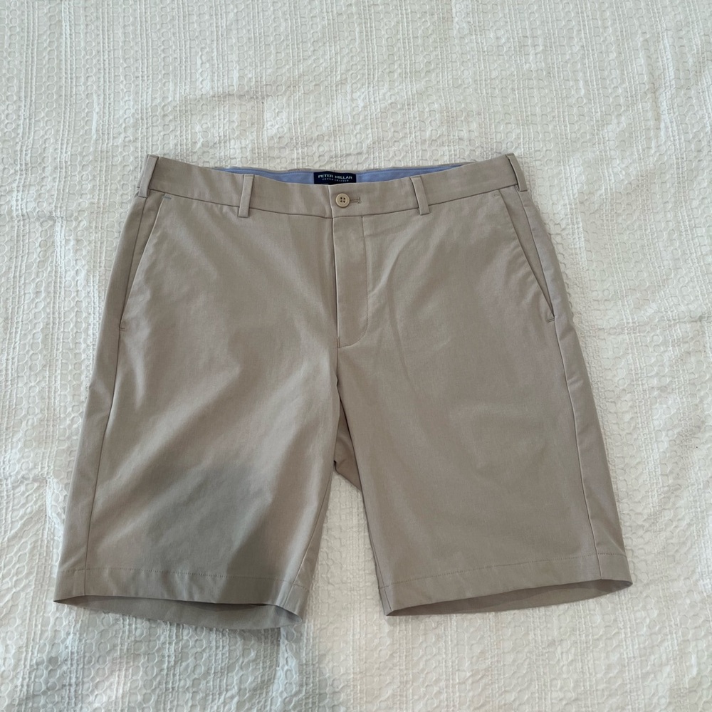 Peter Millar Men's Beige Flat Front Shorts